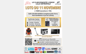 le club pongiste lyssois Lille métropole organise son 20 ème Loto