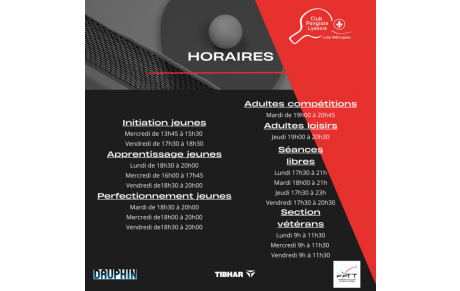 Les horaires 2023 - 2024