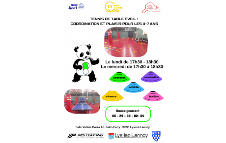 TENNIS DE TABLE ÉVEIL 4-7 ANS 2025 - 2026