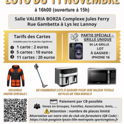 le club pongiste lyssois Lille métropole organise son 20 ème Loto